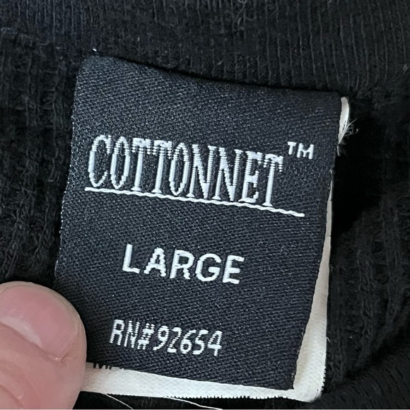 Vintage Y2k COTTONNET black Thermal Waffle Knit Top Mens Goth Grunge Moto Biker - Picture 8 of 10